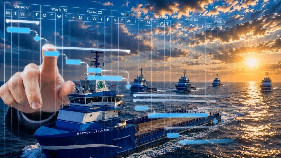Harvey Gulf offshore supply vessel fleet at sea